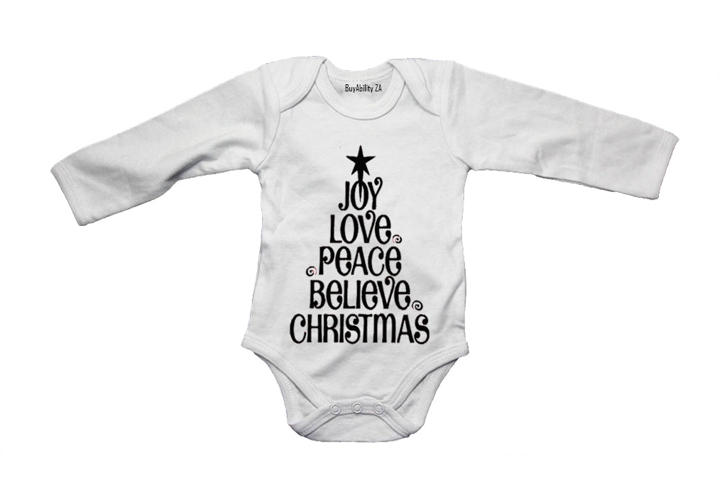 Joy - Love - Peace - Christmas Tree! - Baby Grow