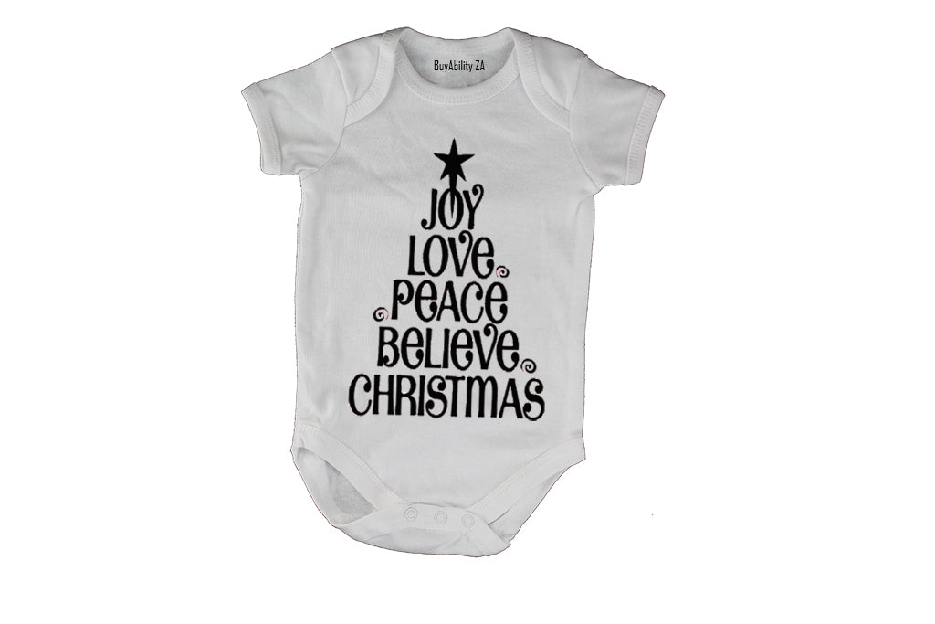 Joy - Love - Peace - Christmas Tree! - Baby Grow
