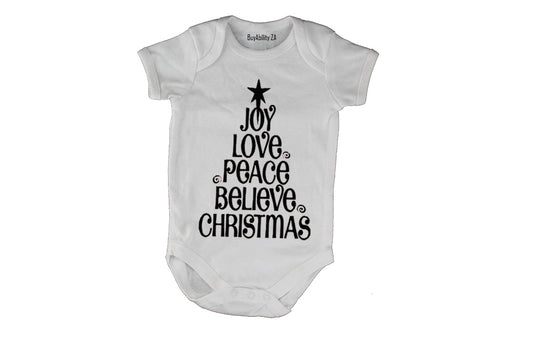 Joy - Love - Peace - Christmas Tree! - Baby Grow - BuyAbility