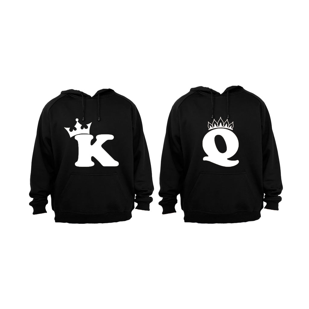K + Q = King + Queen- Front Print - Couples Hoodies (1 Set)