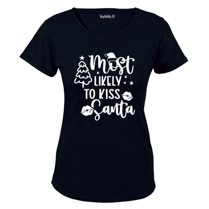 Kiss Santa - Christmas - Ladies - T-Shirt - BuyAbility South Africa