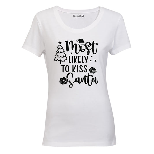 Kiss Santa - Christmas - Ladies - T-Shirt - BuyAbility South Africa