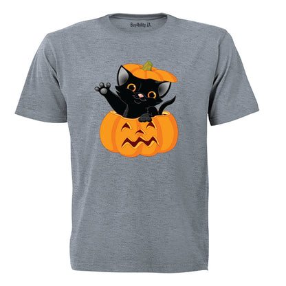 Halloween Kitten in a Pumpkin - Kids T-Shirt