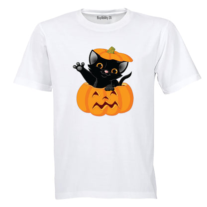 Halloween Kitten in a Pumpkin - Kids T-Shirt