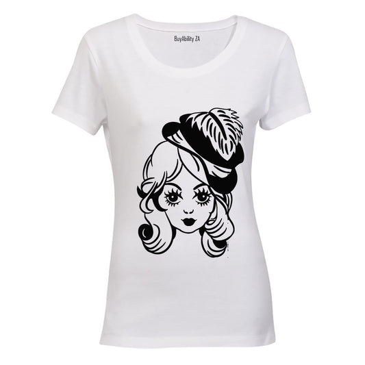 Lady Icon with Feather Hat - Ladies - T-Shirt