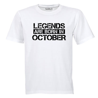 Legends Are Born in OCTOBER - Adults - T-Shirt - BuyAbility South Africa