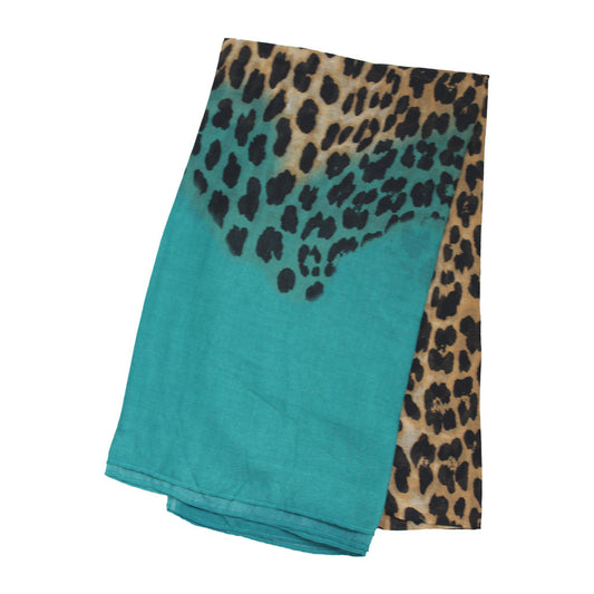 Green & Brown - Leopard Print Scarf