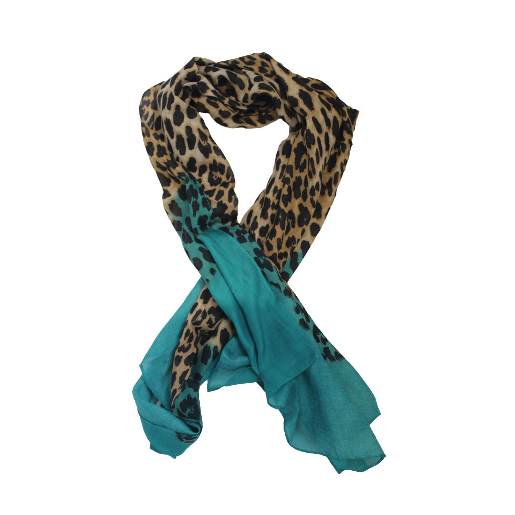 Green & Brown - Leopard Print Scarf