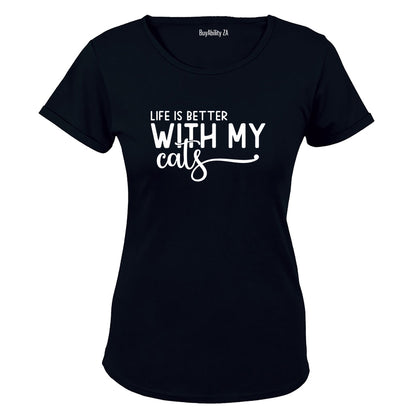 Life is Better With My Cats - Ladies - T-Shirt - BuyAbility South Africa