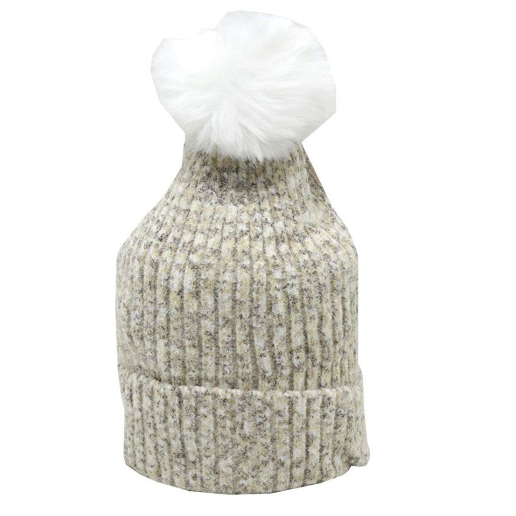 Light Brown Pompom Beanie