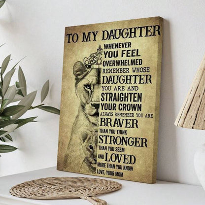 To My Daughter - Lioness Canvas Wall Art