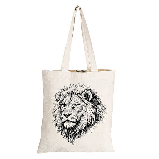 Lion Sketch - Eco-Cotton Natural Fibre Bag - BuyAbility South Africa