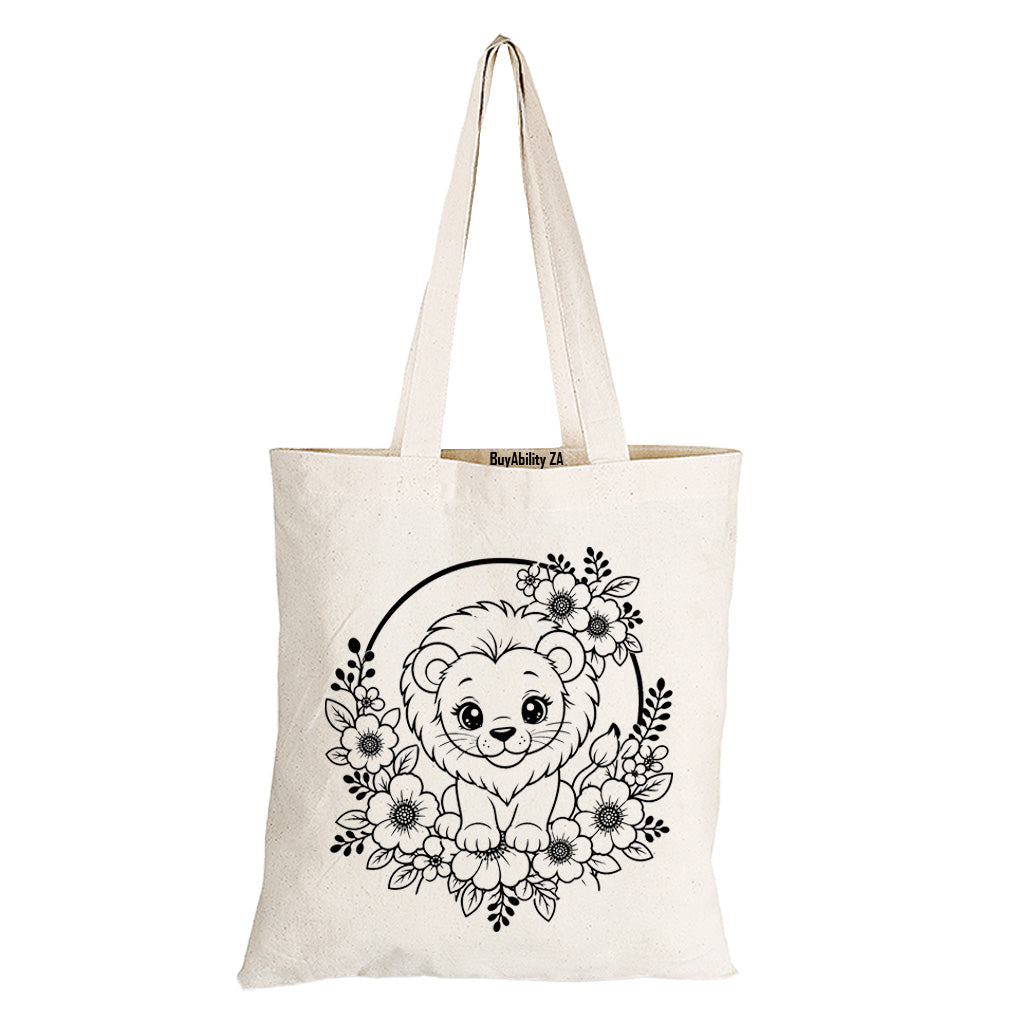 Lion Wreath - Eco-Cotton Natural Fibre Bag - BuyAbility South Africa