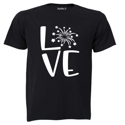 Love - Fireworks Design - Valentine - Adults - T-Shirt - BuyAbility
