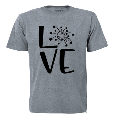 Love - Fireworks Design - Valentine - Adults - T-Shirt - BuyAbility