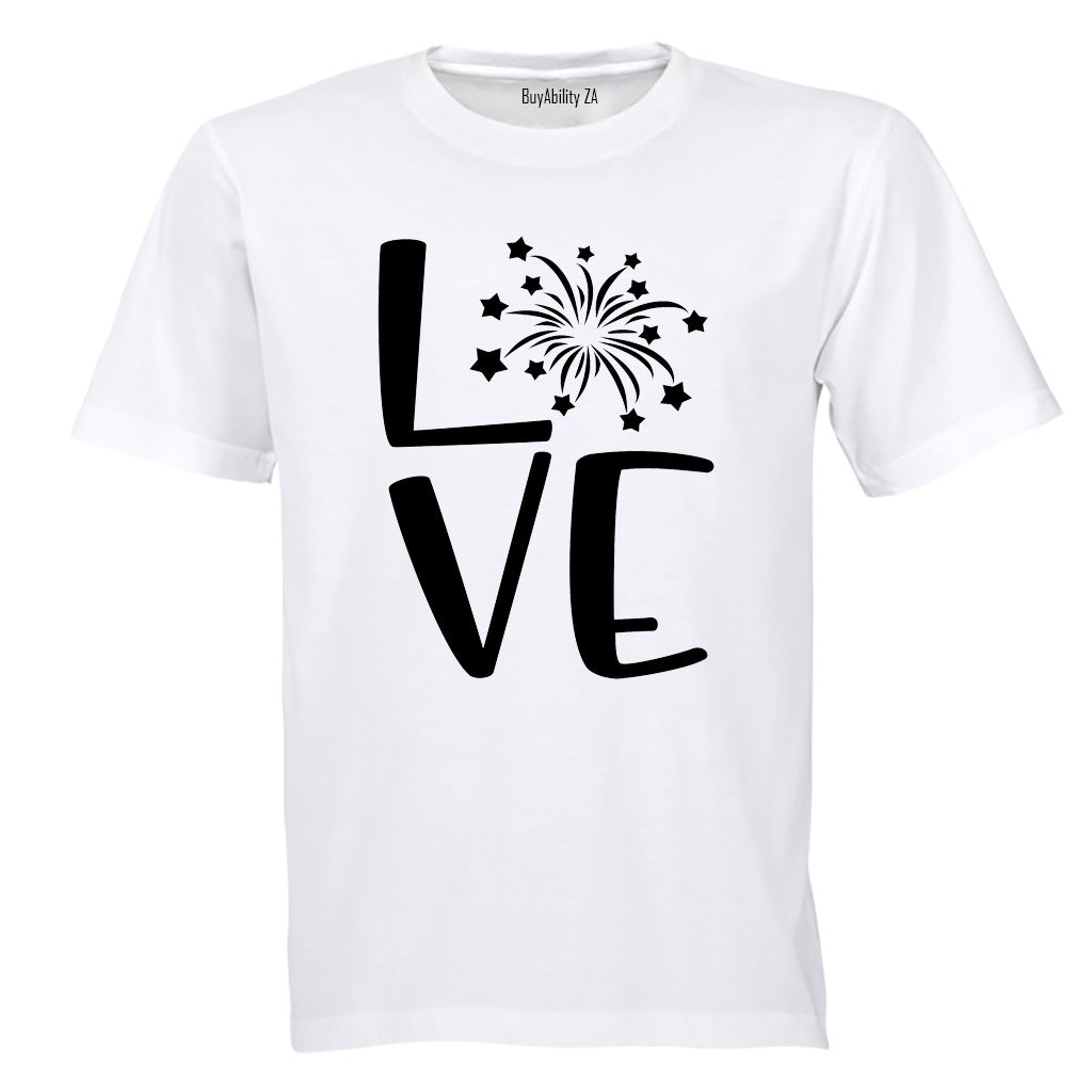 Love - Fireworks Design - Valentine - Adults - T-Shirt - BuyAbility