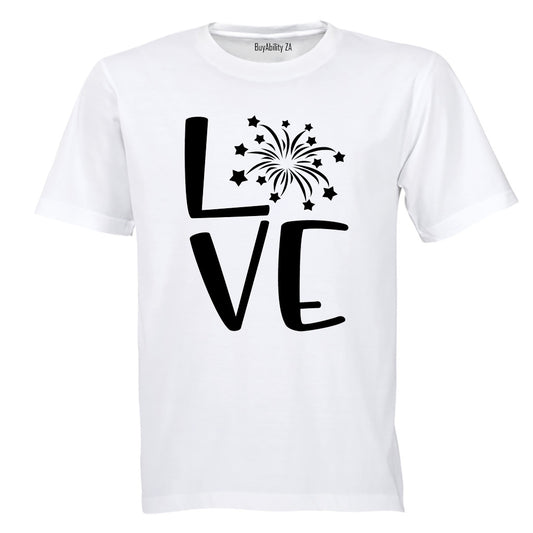 Love - Fireworks Design - Valentine - Adults - T-Shirt - BuyAbility