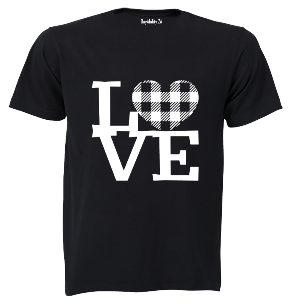 Love - Plaid Heart - Valentine - Kids T-Shirt