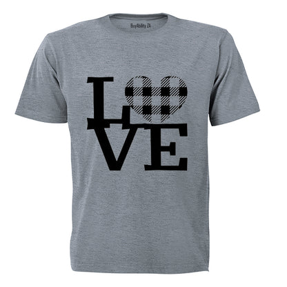 Love - Plaid Heart - Valentine - Adults - T-Shirt