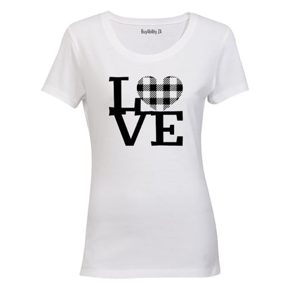 Love - Plaid Heart - Valentine - Ladies - T-Shirt