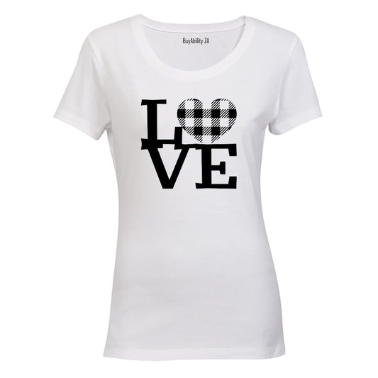 Love - Plaid Heart - Valentine - Ladies - T-Shirt