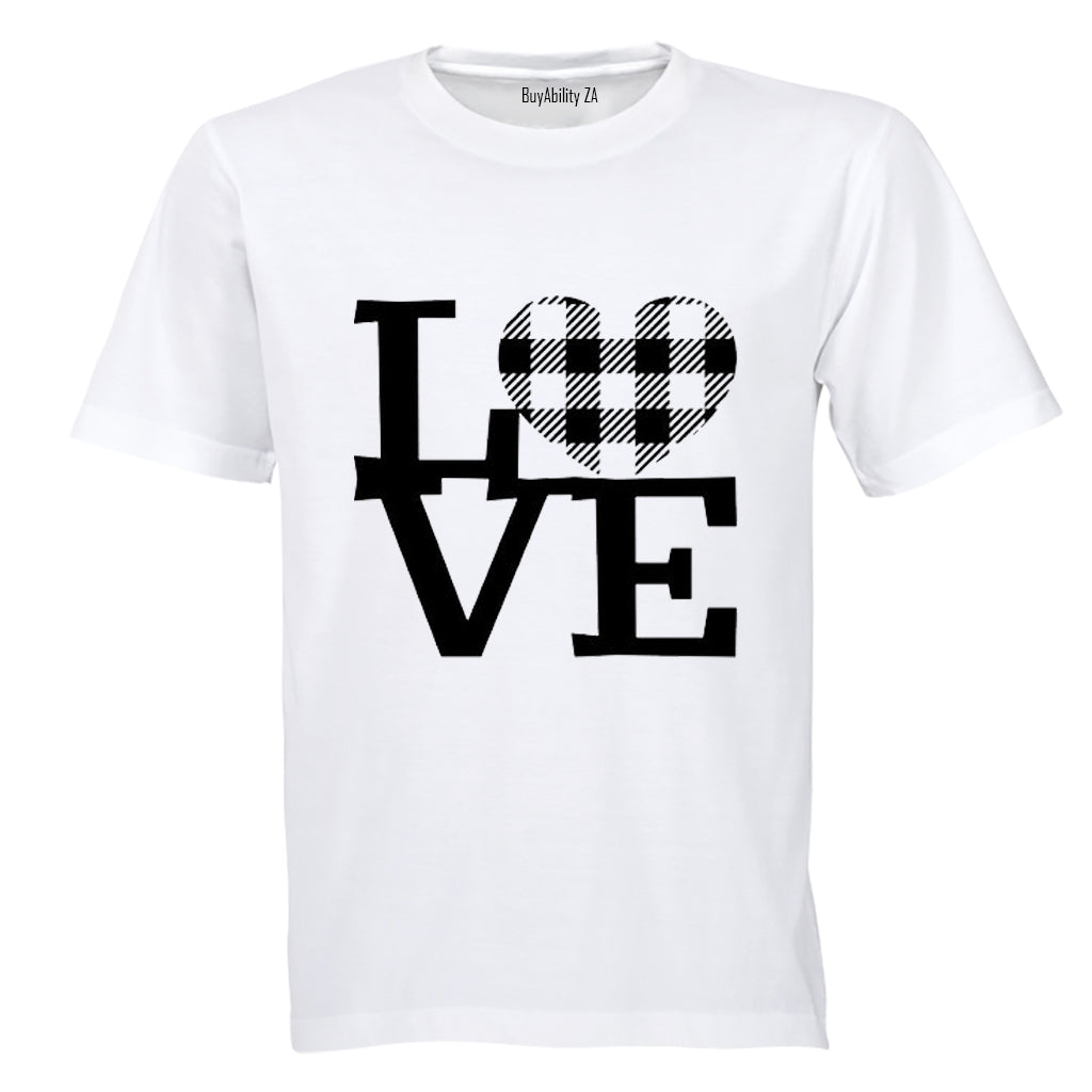 Love - Plaid Heart - Valentine - Kids T-Shirt