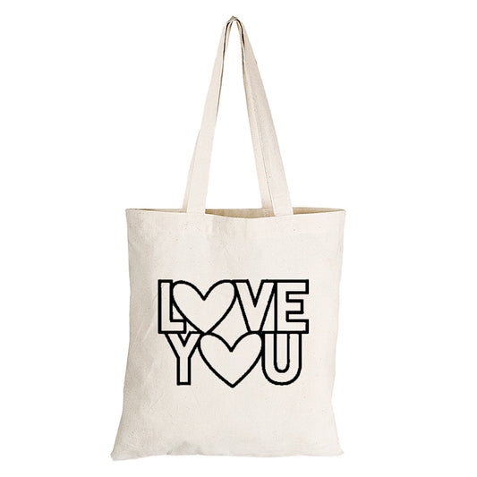 Love You Outline - Valentine - Eco-Cotton Natural Fibre Bag - BuyAbility South Africa