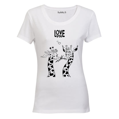 Love You - Giraffe - Valentine - Ladies - T-Shirt