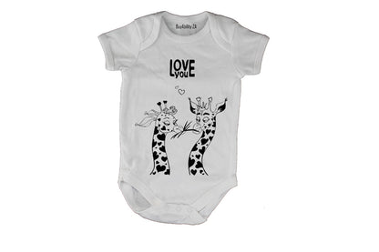Love You - Giraffe - Valentine - Baby Grow