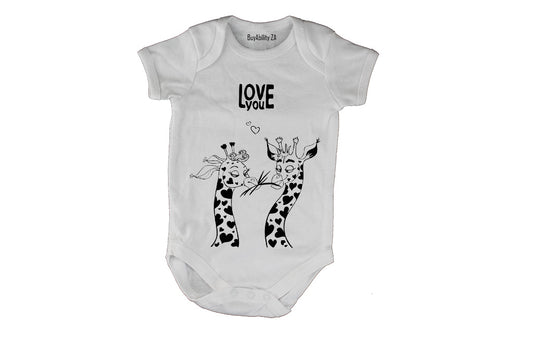 Love You - Giraffe - Valentine - Baby Grow