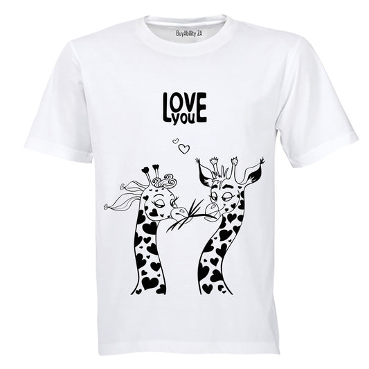 Love You - Giraffe - Valentine - Adults - T-Shirt