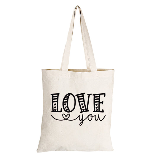 Love You Hearts - Valentine - Eco-Cotton Natural Fibre Bag - BuyAbility South Africa