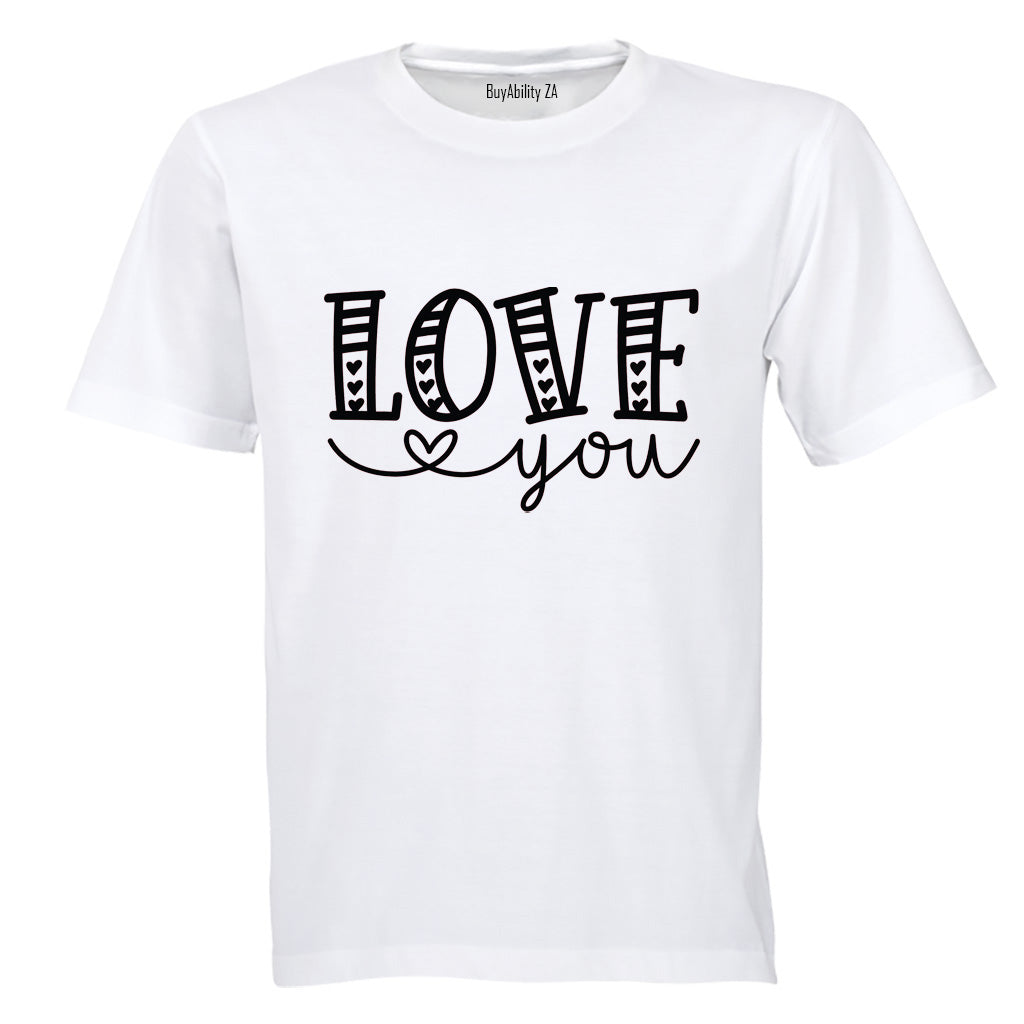 Love You Hearts - Valentine - Adults - T-Shirt