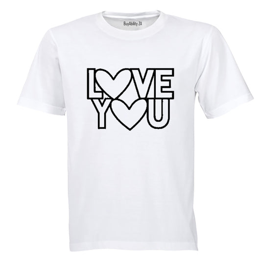 Love You Outline - Valentine - Adults - T-Shirt