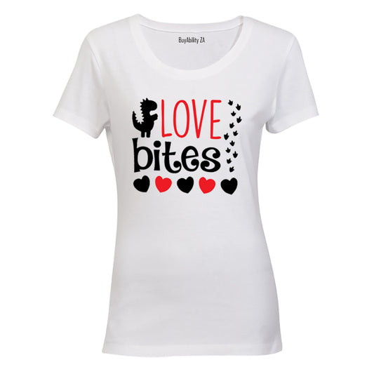 Love Bites - Dinosaur - Valentine Inspired - Ladies - T-Shirt