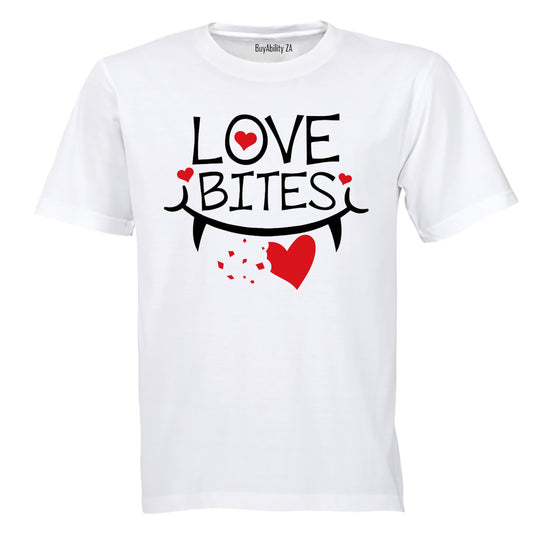 Love Bites - Fangs - Valentine - Adults - T-Shirt - BuyAbility
