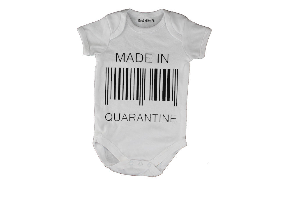 Made in Quarantine - Barcode - Baby Grow