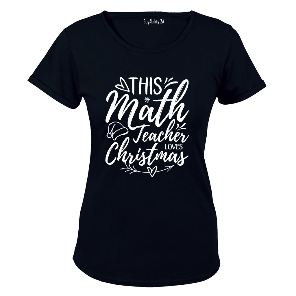 Math Teacher Loves Christmas - Ladies - T-Shirt