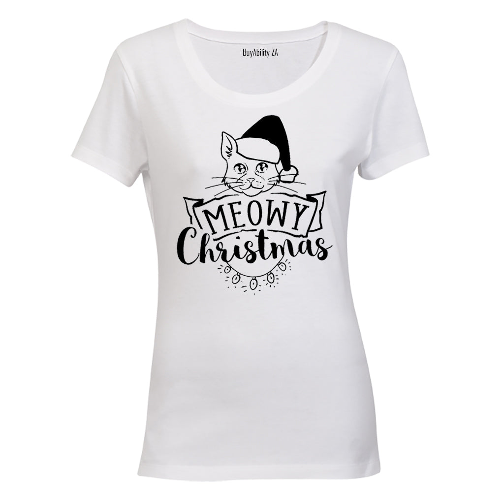 Meowy Christmas Cat - Ladies - T-Shirt