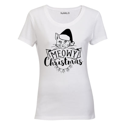 Meowy Christmas Cat - Ladies - T-Shirt