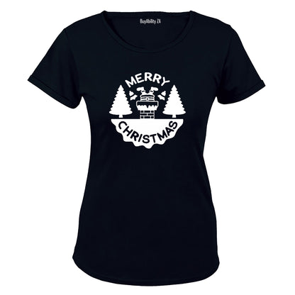 Merry Christmas - Chimney Santa - Ladies - T-Shirt