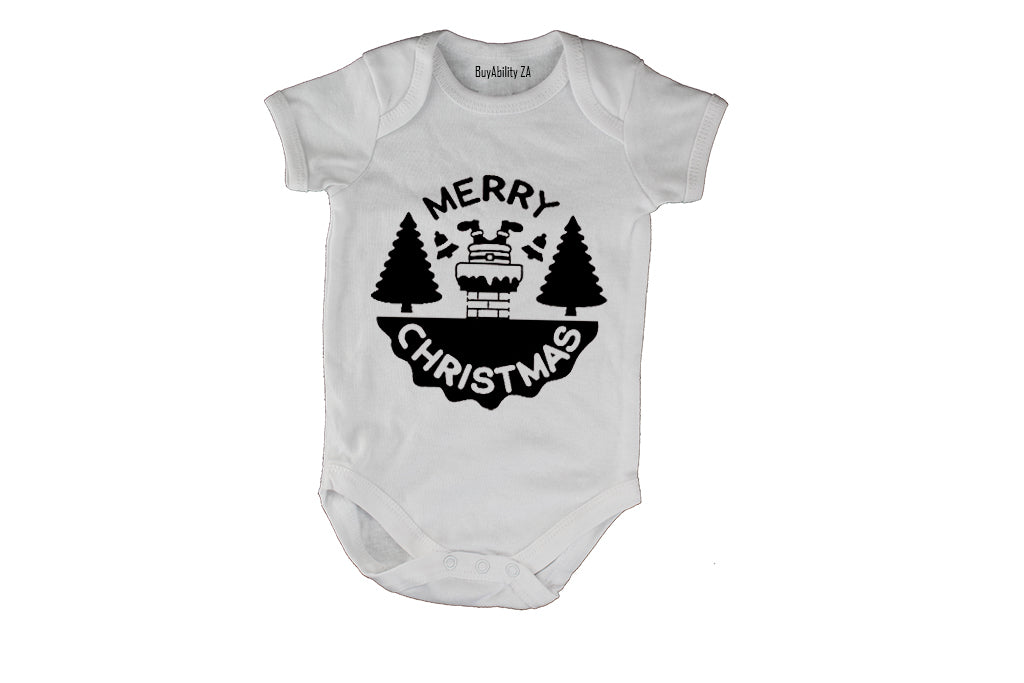 Merry Christmas - Chimney Santa - Baby Grow