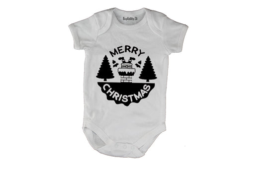 Merry Christmas - Chimney Santa - Baby Grow