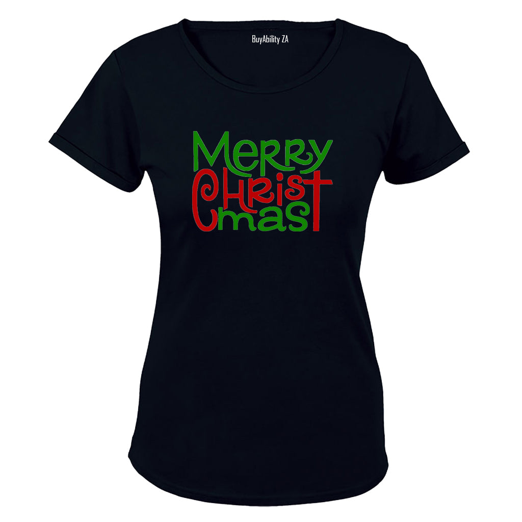 Merry Christmas - Green & Red - Ladies - T-Shirt - BuyAbility
