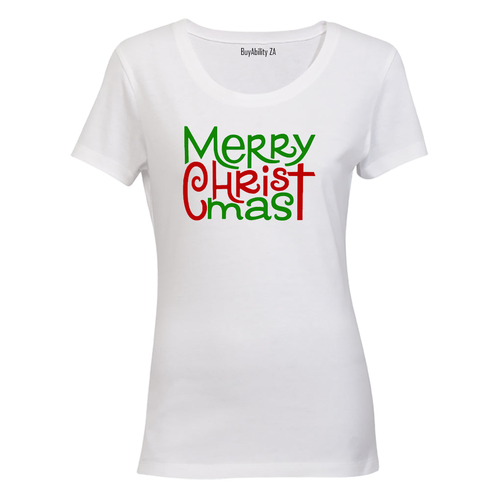 Merry Christmas - Green & Red - Ladies - T-Shirt - BuyAbility