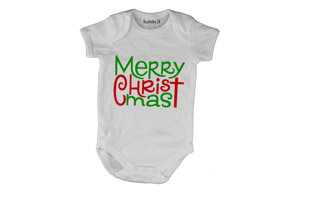 Merry Christmas - Green & Red - Baby Grow