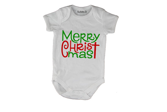 Merry Christmas - Green & Red - Baby Grow