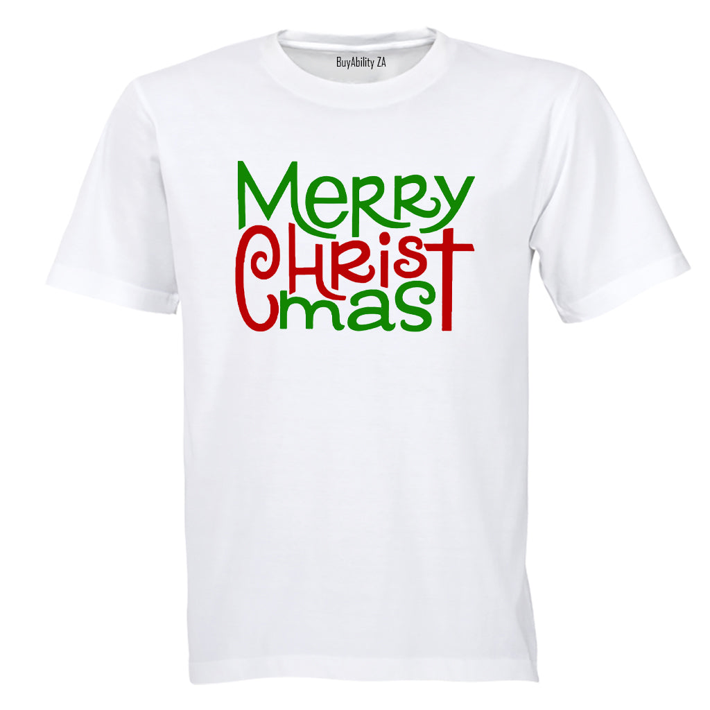 Merry Christmas - Green & Red - Adults - T-Shirt