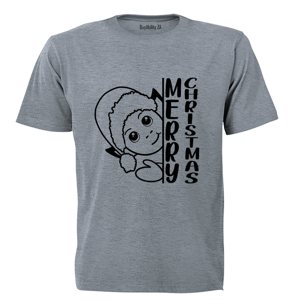 Merry Christmas - Peeking Elf - Adults - T-Shirt