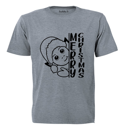 Merry Christmas - Peeking Elf - Kids T-Shirt - BuyAbility